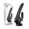 BASECOCK - VIBRATORE REALISTICO TELECOMANDO NERO CON TESTICOLI 20 CM -O- 4 CM – Telecomando