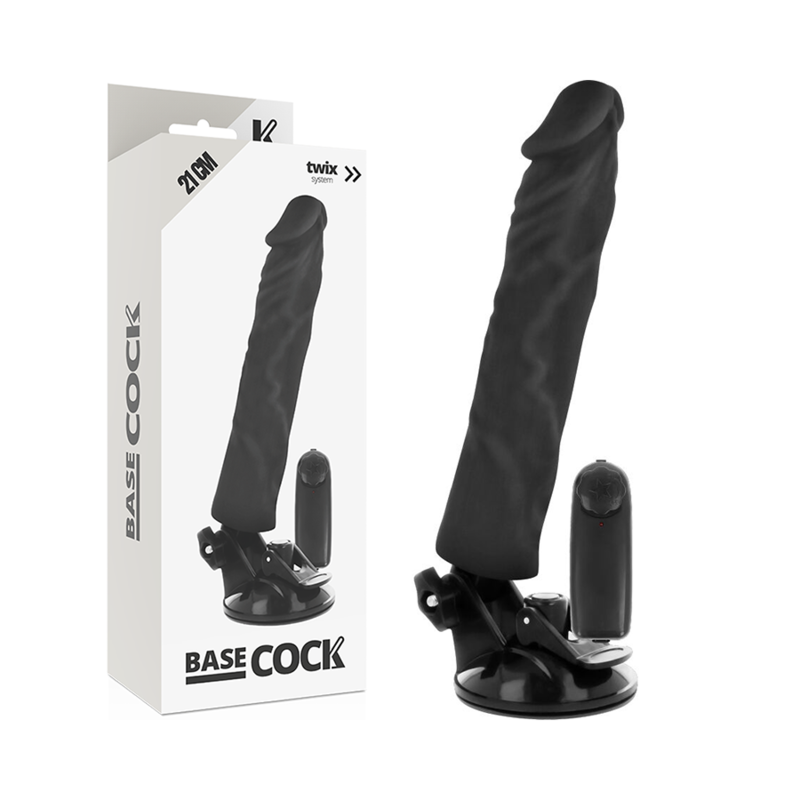 BASECOCK - VIBRATORE REALISTICO TELECOMANDO NERO 21 CM -O- 4 CM – Telecomando