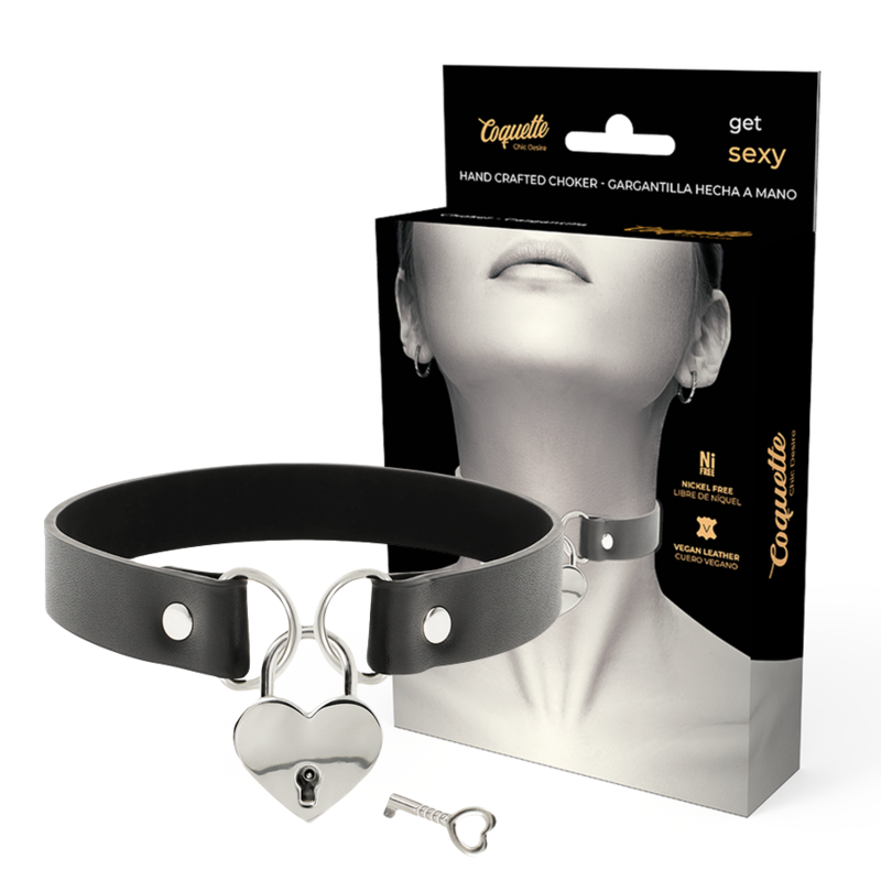 COQUETTE CHIC DESIRE - COLLANA IN PELLE VEGANA CON ACCESSORIO CUORE CON CHIAVE – Collane