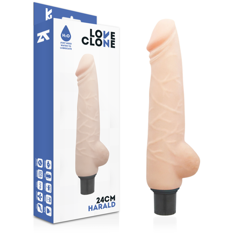 LOVECLONE - VIBRATORE HARALD AUTOLUBRIFICANTE 24 CM -O- 4 CM – Vibratori realistici