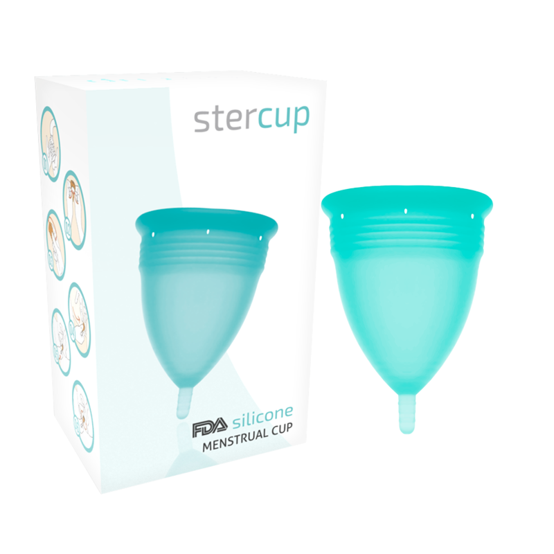 STERCUP - COPPA MESTRUALE IN SILICONE FDA ACQUAMARINA - TAGLIA S – Coppa vaginale – foto 2