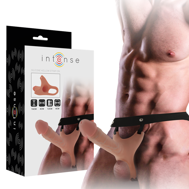INTENSE - IMBRACATURA CAVA CON DILDO IN SILICONE 16 X 3,5 CM – Estensore del pene con imbracatura