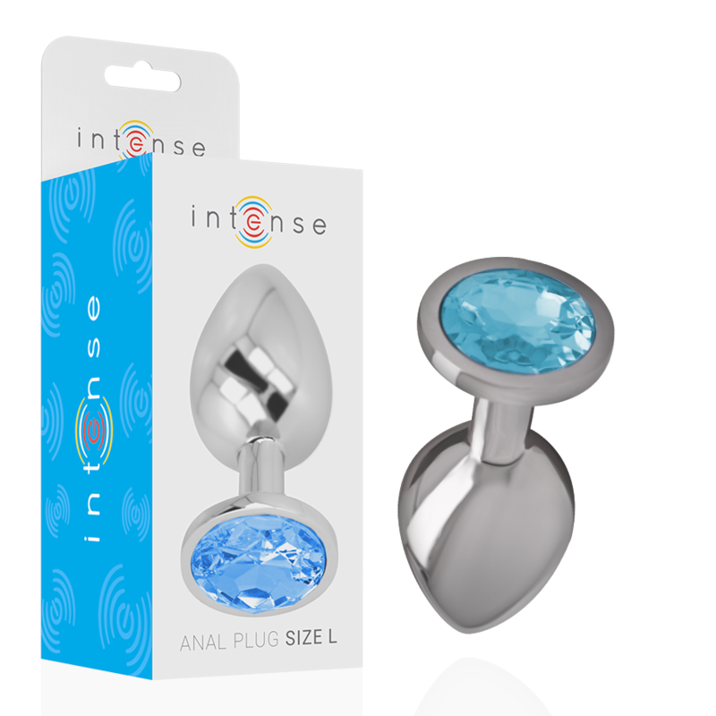 INTENSE - PLUG ANALE IN METALLO ALLUMINIO CON CRISTALLO BLU TAGLIA L – Tappi anali
