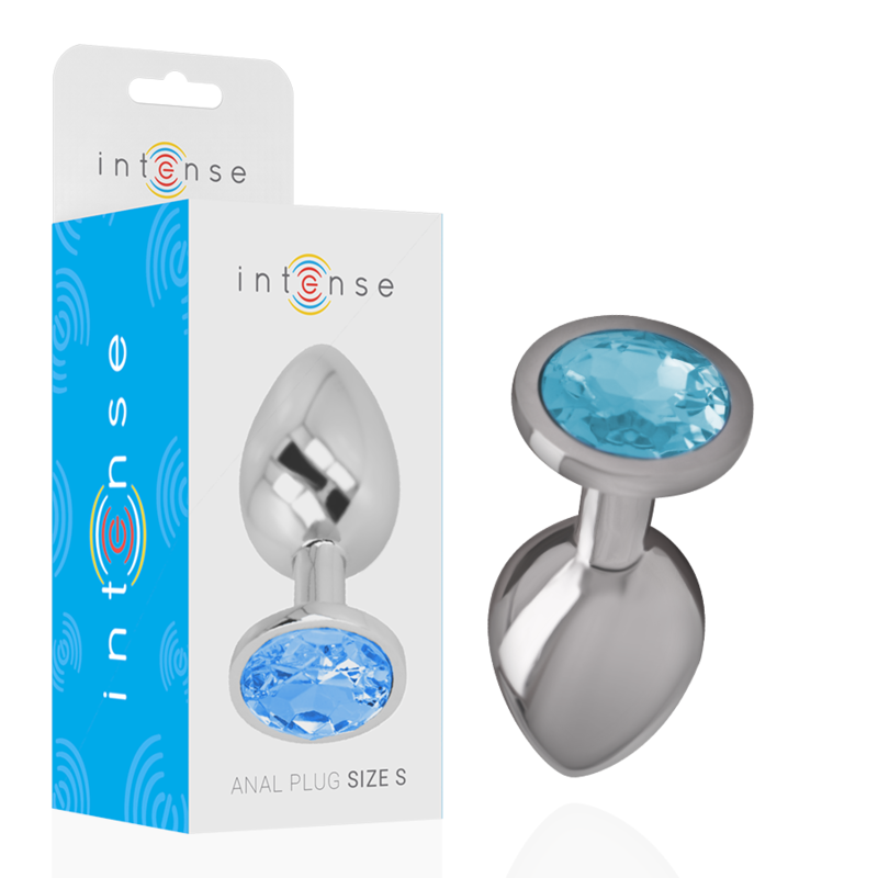 INTENSE - PLUG ANALE IN METALLO ALLUMINIO CON CRISTALLO BLU TAGLIA S – Tappi anali