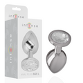 INTENSE - PLUG ANALE IN METALLO ALLUMINIO CON CRISTALLO ARGENTO MISURA L – Tappi anali