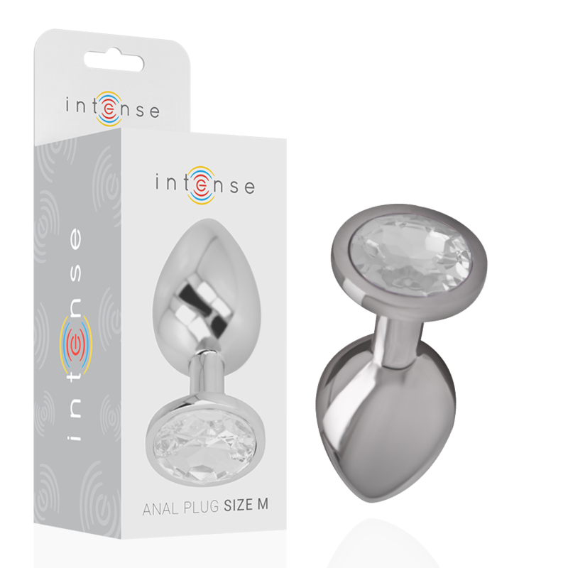 INTENSE - PLUG ANALE IN METALLO ALLUMINIO CON CRISTALLO ARGENTO TAGLIA M – Tappi anali