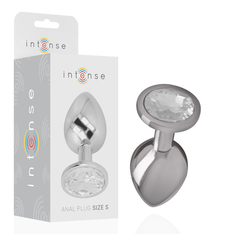 INTENSE - PLUG ANALE IN METALLO ALLUMINIO CON CRISTALLO ARGENTO MISURA S – Tappi anali