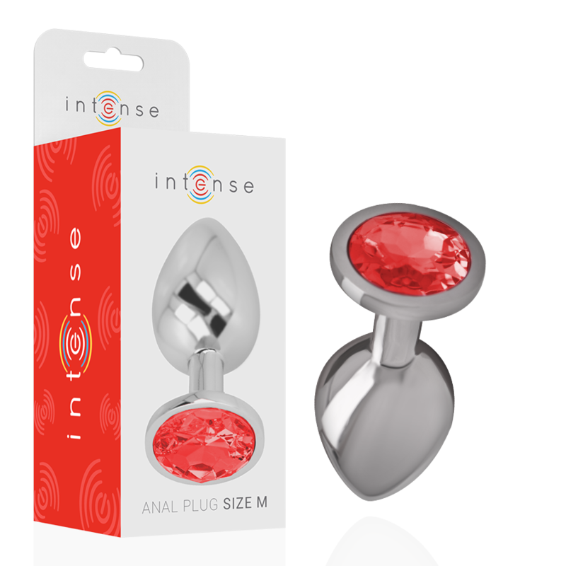 INTENSE - PLUG ANALE IN METALLO CON CRISTALLO ROSSO MISURA M – Tappi anali