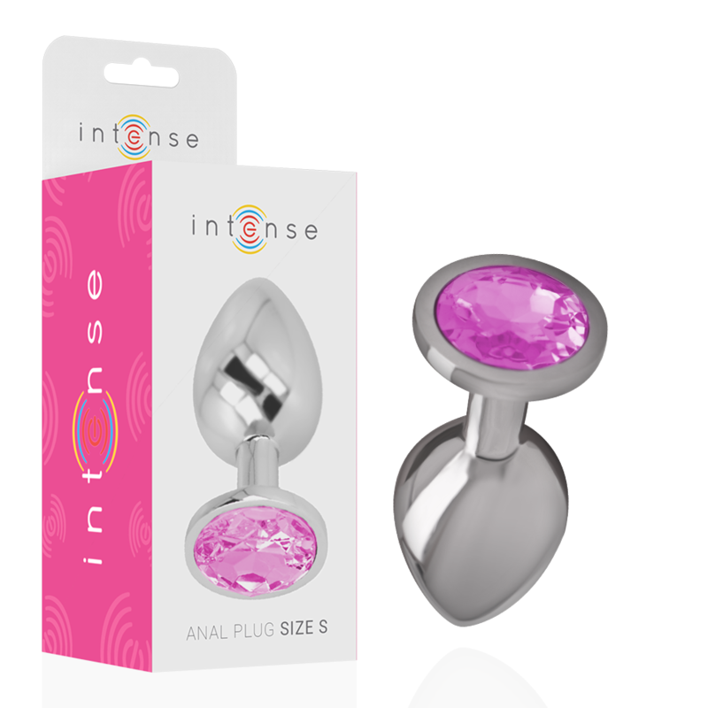 INTENSE - PLUG ANALE IN METALLO ALLUMINIO CON CRISTALLO ROSA TAGLIA S – Tappi anali