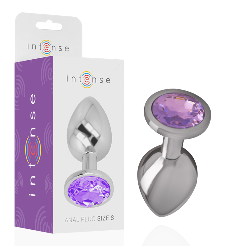 INTENSE - PLUG ANALE IN METALLO ALLUMINIO CON CRISTALLO VIOLA MISURA L – Tappi anali