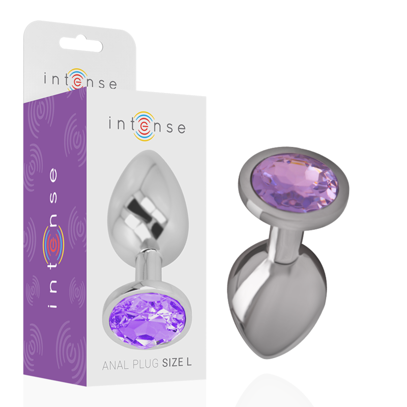 INTENSE - PLUG ANALE IN METALLO ALLUMINIO CON CRISTALLO VIOLA MISURA S – Tappi anali
