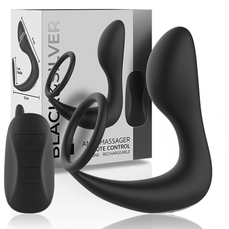 BLACK&SILVER - MASSAGGIATORE ANALE CON TELECOMANDO RICARICABILE IN SILICONE NERO – Telecomando – foto 2