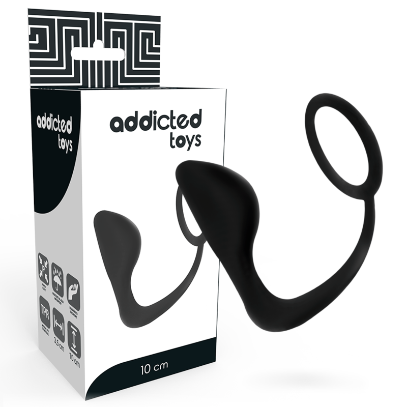 ADDICTED TOYS - PLUG ANALE CON ANELLO PENE NERO – Anelli con Spina – foto 2
