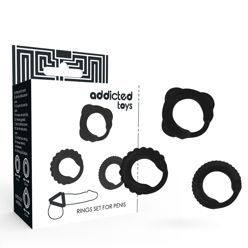 ADDICTED TOYS - SET C-RING NERO – Cockring senza vibrazione – foto 2