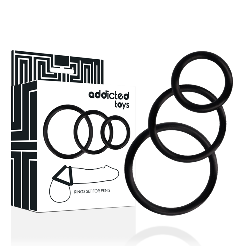 ADDICTED TOYS - SET DI ANELLI PER PENE NERO – Cockring senza vibrazione – foto 2