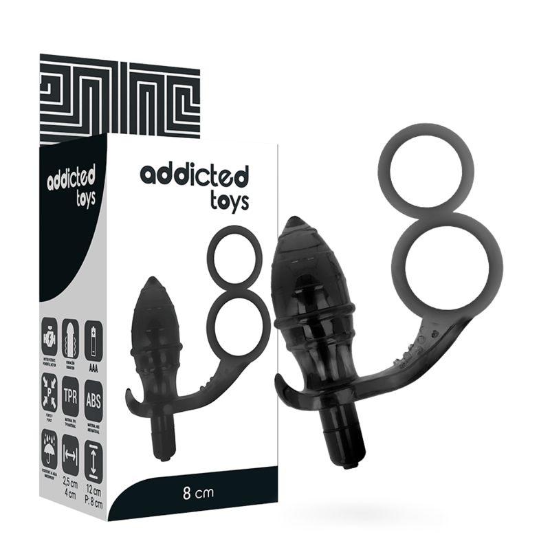 ADDICTED TOYS - PLUG ANALE CON DOPPIO ANELLO NERO – Tappi anali – foto 2