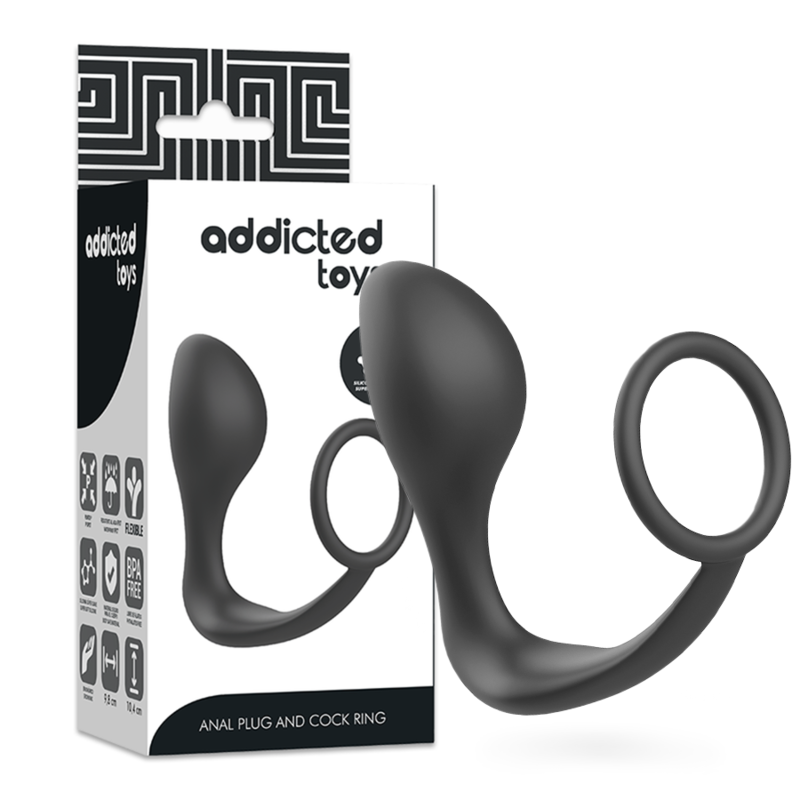 ADDICTED TOYS - PLUG ANALE CON ANELLO IN SILICONE NERO – Tappi anali – foto 2