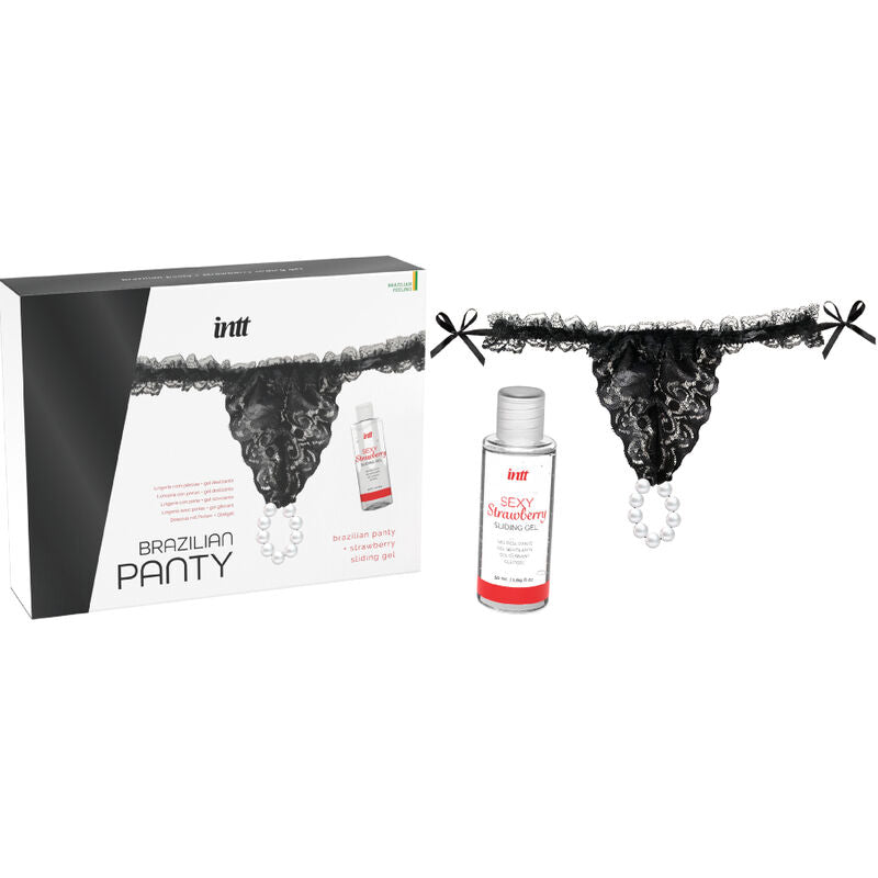 INTT RELEASES - SLIP NERO BRASILIANO CON PERLE E GEL LUBRIFICANTE 50 ML – Kit lubrificanti – foto 3