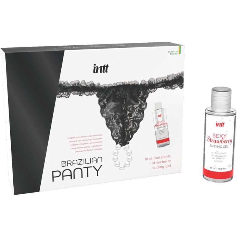INTT RELEASES - SLIP NERO BRASILIANO CON PERLE E GEL LUBRIFICANTE 50 ML – Kit lubrificanti – foto 2