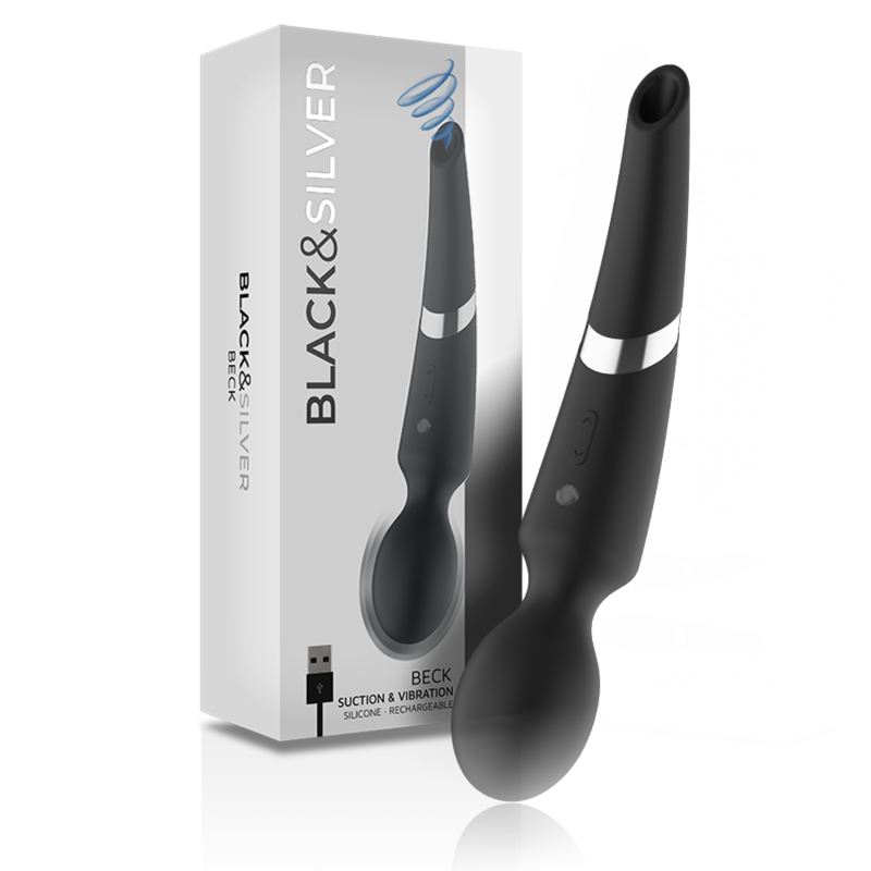 BLACK&SILVER - BECK BACCHETTA E VENTOSA 2 IN 1 IN SILICONE – Vibratori HI-TECH – foto 2