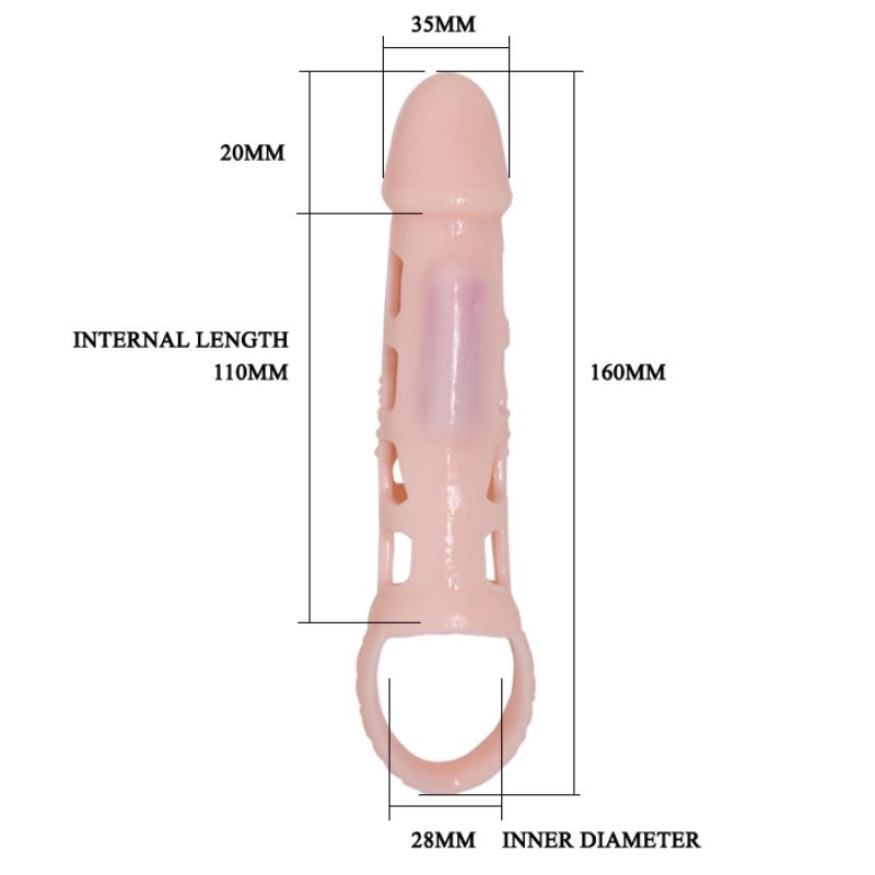 PRETTY LOVE - COPERTURA ESTENSORE DEL PENE HARRISON CON VIBRAZIONE E CINTURINO 13.5 CM – Copri pene con estensione – foto 7