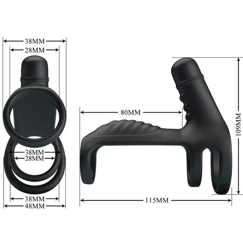 PRETTY LOVE - MANICA DI ESTENSIONE ELASTICA IN SILICONE MORBIDO – Cockring con vibrazione – foto 6