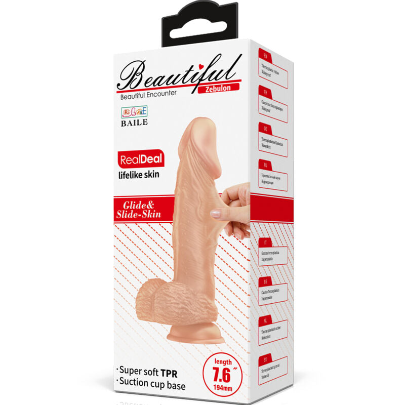 BAILE - BELLISSIMO INCONTRO ZEBULON DILDO REALISTICO FLESSIBILE 19,4 CM NATURALE – Falli senza vibrazioni – foto 9