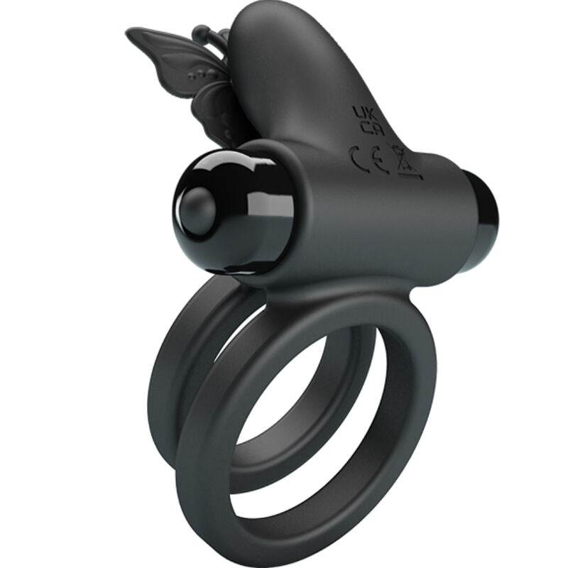 PRETTY LOVE - DOPPIO ANELLO VIBRANTE CON STIMOLATORE NERO – Cockring con vibrazione – foto 4