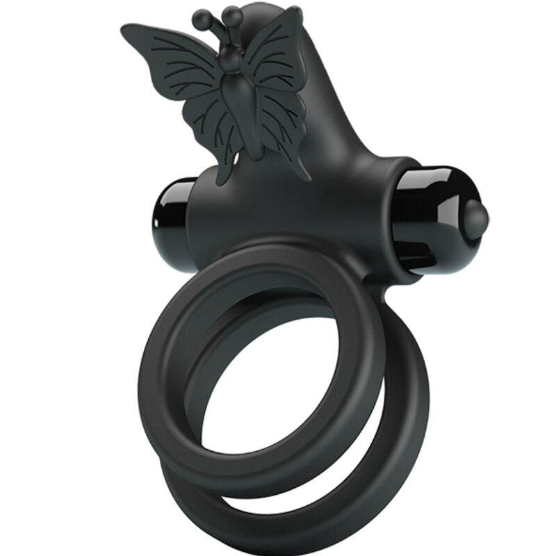 PRETTY LOVE - DOPPIO ANELLO VIBRANTE CON STIMOLATORE NERO – Cockring con vibrazione – foto 2