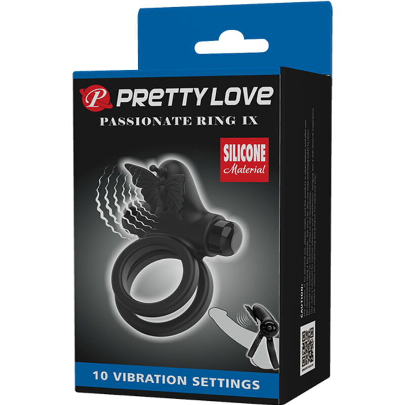 PRETTY LOVE - DOPPIO ANELLO VIBRANTE CON STIMOLATORE NERO – Cockring con vibrazione – foto 11