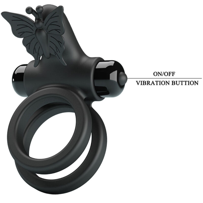 PRETTY LOVE - DOPPIO ANELLO VIBRANTE CON STIMOLATORE NERO – Cockring con vibrazione – foto 9