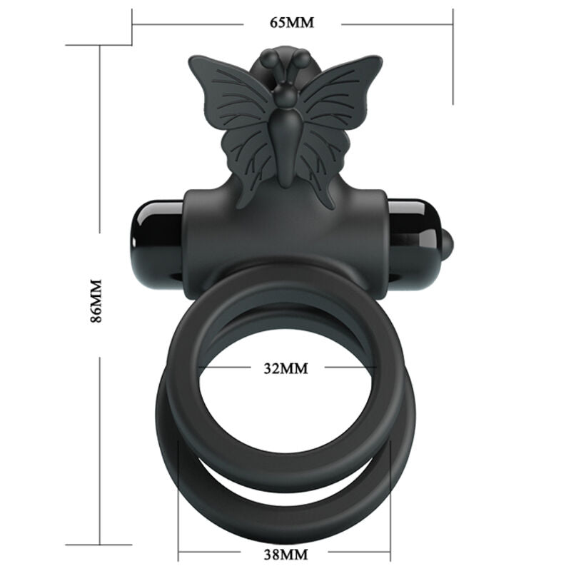PRETTY LOVE - DOPPIO ANELLO VIBRANTE CON STIMOLATORE NERO – Cockring con vibrazione – foto 10