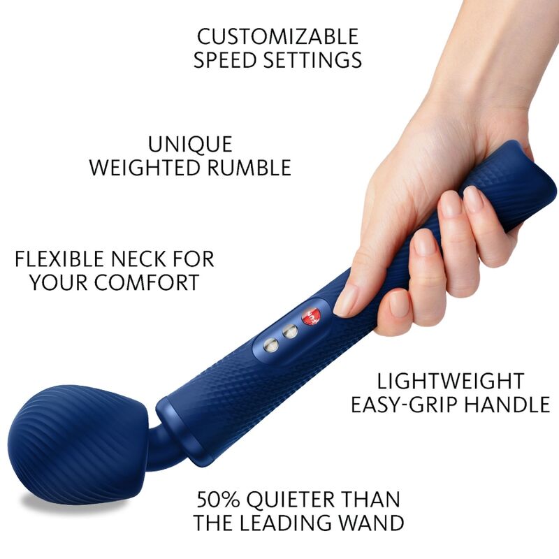 FUN FACTORY - BACCHETTA RUMBLE PESATA VIBRANTE RICARICABILE IN SILICONE VIM BLU NOTTE – Vibratore WAND – foto 2