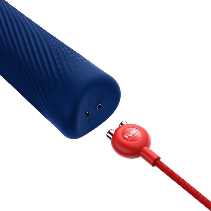 FUN FACTORY - BACCHETTA RUMBLE PESATA VIBRANTE RICARICABILE IN SILICONE VIM BLU NOTTE – Vibratore WAND – foto 4