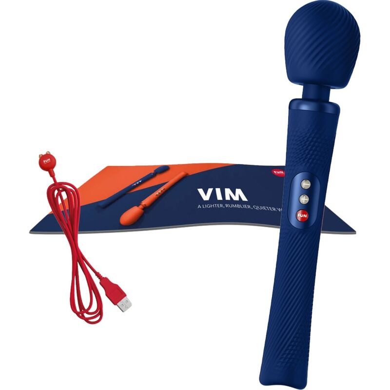 FUN FACTORY - BACCHETTA RUMBLE PESATA VIBRANTE RICARICABILE IN SILICONE VIM BLU NOTTE – Vibratore WAND – foto 5