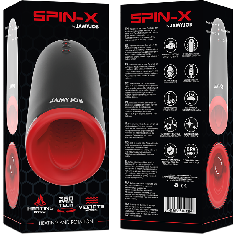 JAMYJOB - MASTURBATORE RISCALDANTE E ROTANTE SPIN-X – Vari masturbatori – foto 8