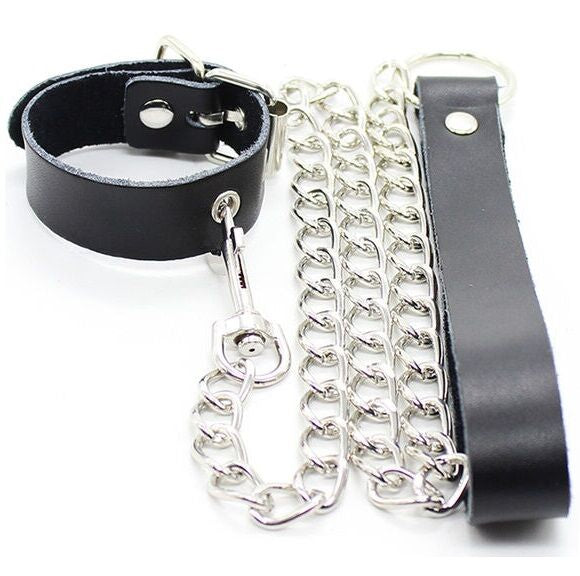 OHMAMA FETISH - COLLANA PER PENE E CINTURINO IN PELLE CON CATENA IN METALLO – Collane