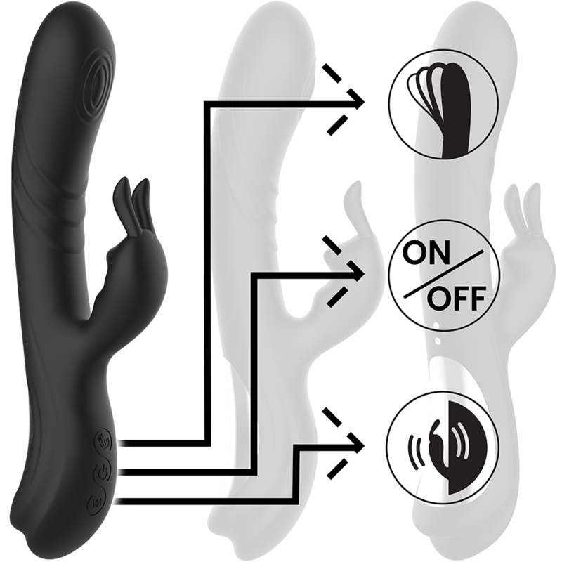 BLACK&SILVER - STIMOLATORE CONIGLIO IN SILICONE RICARICABILE JAMIE NERO – Vibratori di coniglio – foto 5