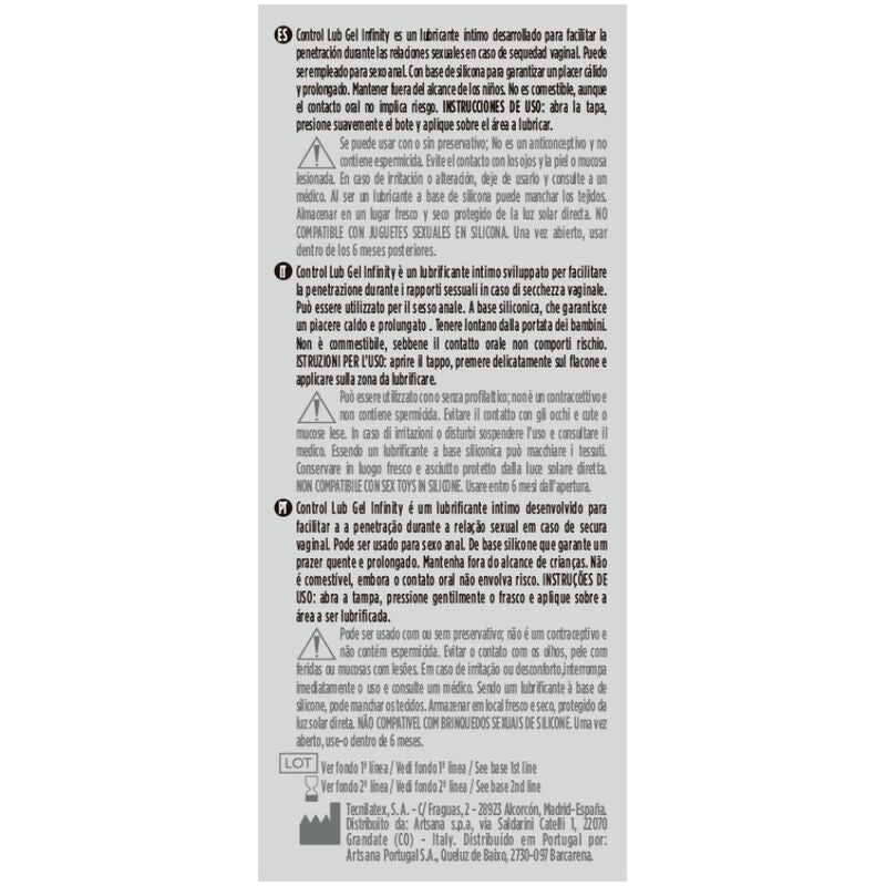 CONTROL - LUBRIFICANTE A BASE SILICONE INFINITY 75 ML – Base in silicone – foto 2
