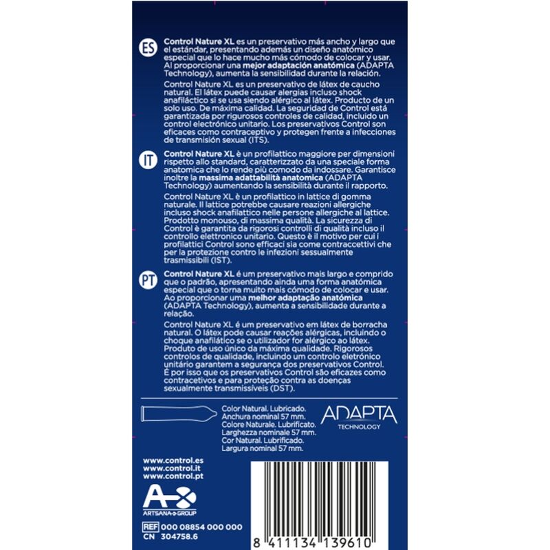 CONTROL - ADAPTA NATURE XL CONDOMS 12 UNITS – Taglia XL (grande) – foto 2