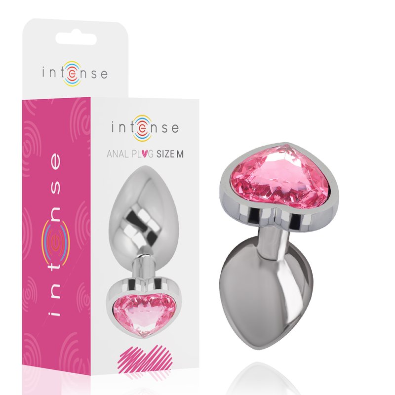 INTENSE - PLUG ANALE IN METALLO ALLUMINIO CUORE ROSA TAGLIA M – Tappi anali