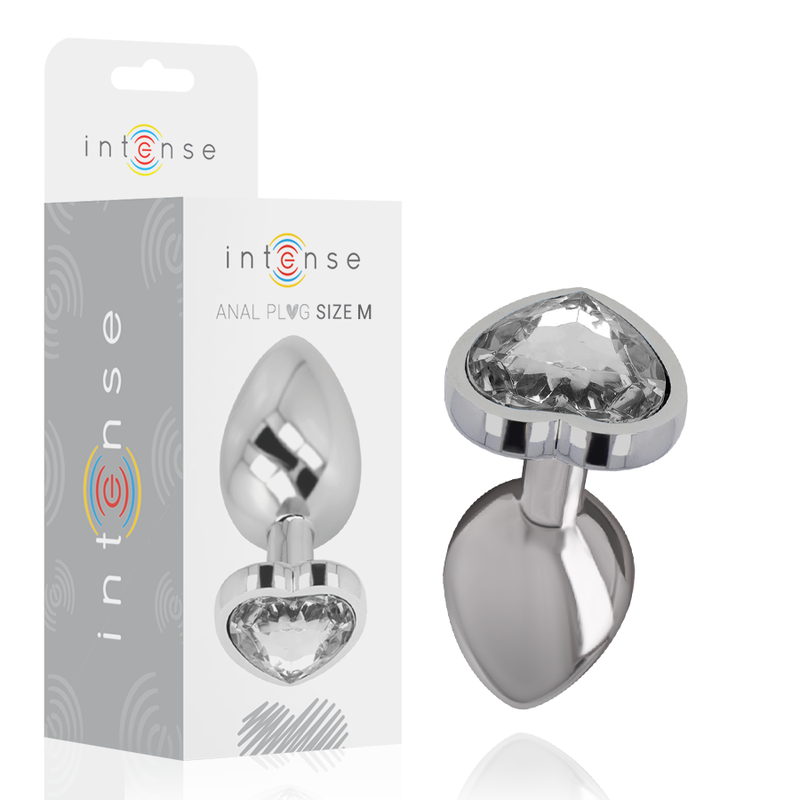 INTENSE - PLUG ANALE IN METALLO ALLUMINIO CUORE BIANCO TAGLIA M – Tappi anali