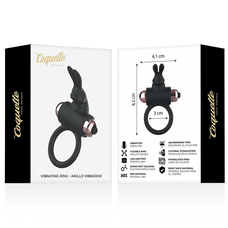 COQUETTE CHIC DESIRE - ANELLO DA CAZZO CON VIBRATORE NERO/ORO – Cockring con vibrazione – foto 9