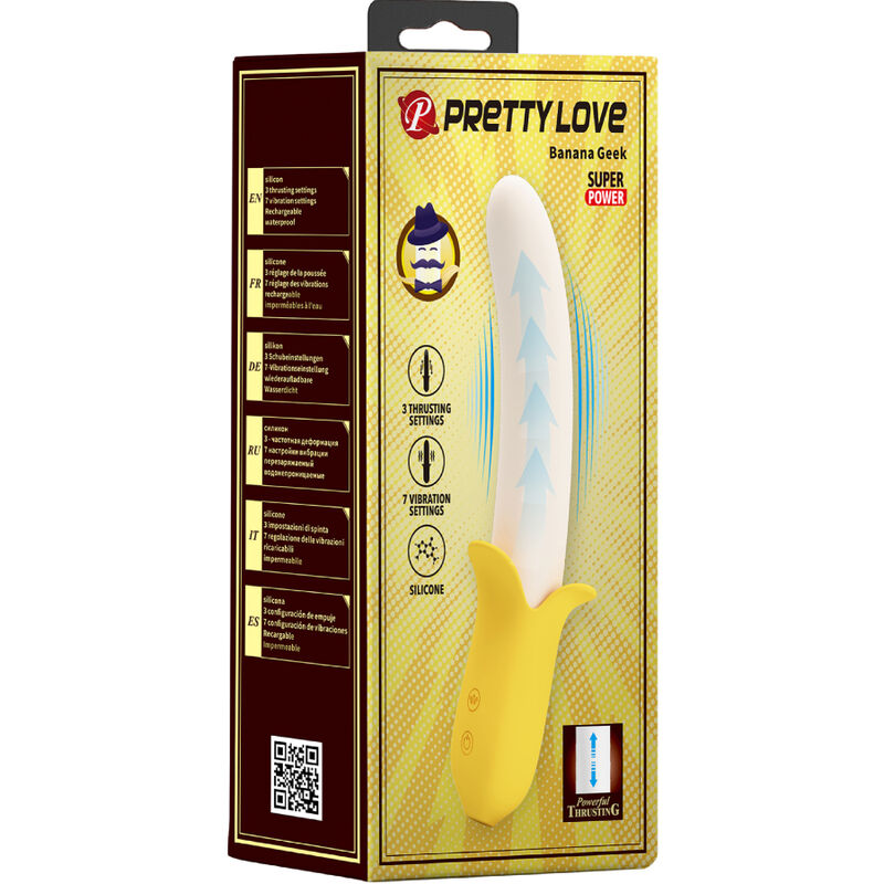 PRETTY LOVE - BANANA GEEK SUPER POWER 7 VIBRAZIONI SU E GIÙ SILICONE NERO – Falli senza vibrazioni – foto 7