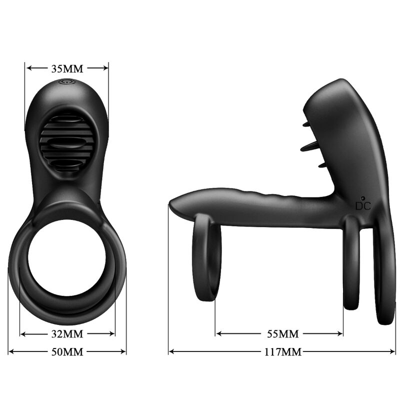 PRETTY LOVE - GUAINA PER PENE JAMMY 12 VIBRAZIONI CON LINGUA IN SILICONE RICARICABILE – Cockring con vibrazione – foto 9
