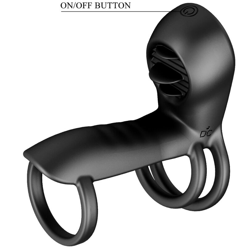 PRETTY LOVE - GUAINA PER PENE JAMMY 12 VIBRAZIONI CON LINGUA IN SILICONE RICARICABILE – Cockring con vibrazione – foto 6