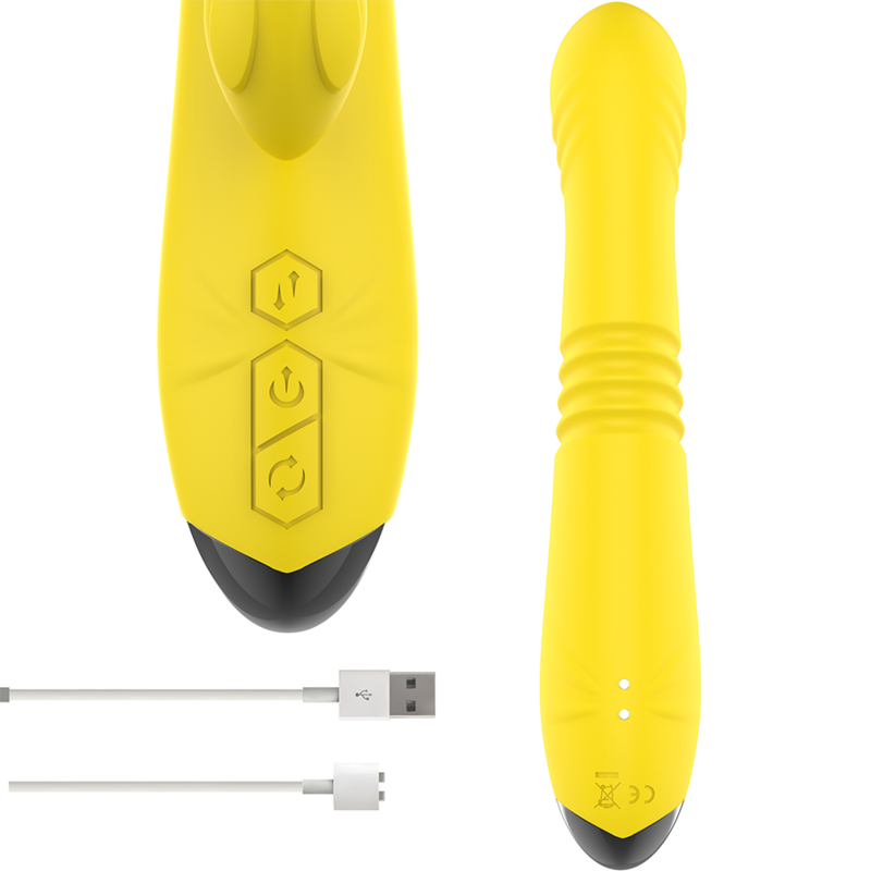INTENSE - VIBRATORE MULTIFUNZIONE TOKY UP & DOWN CON STIMOLATORE CLITORALE GIALLO – Vibratori HI-TECH – foto 4