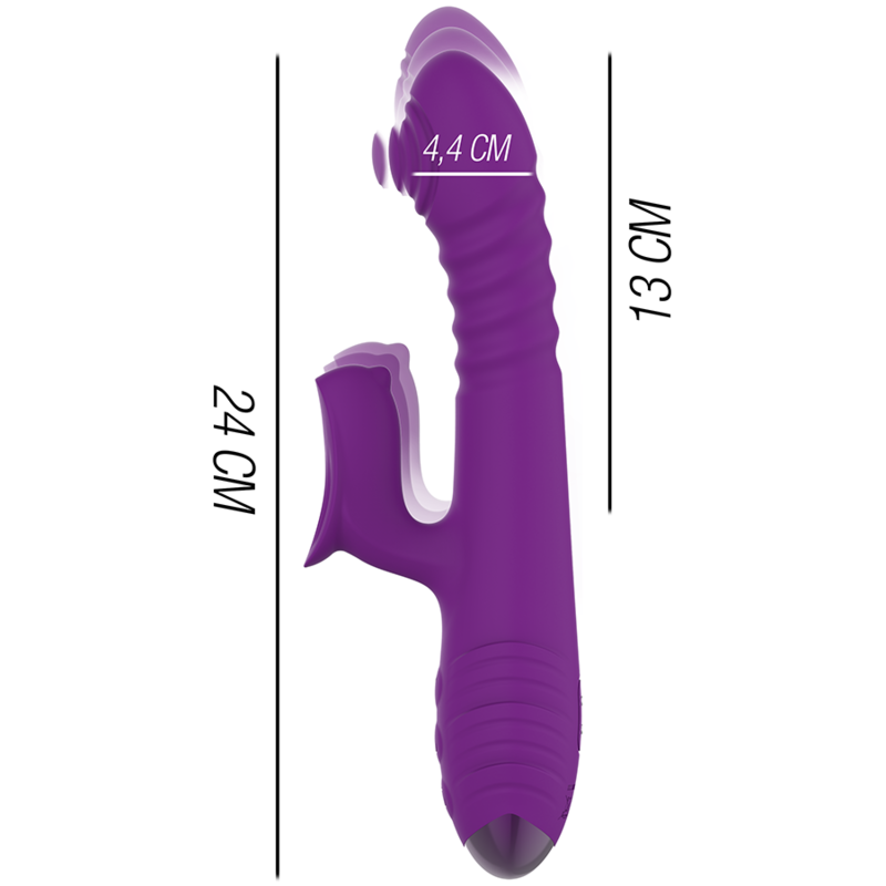 INTENSE - VIBRATORE MULTIFUNZIONE RICARICABILE IGGY UP & DOWN CON STIMOLATORE CLITORALE VIOLA – Vibratori di coniglio – foto 3
