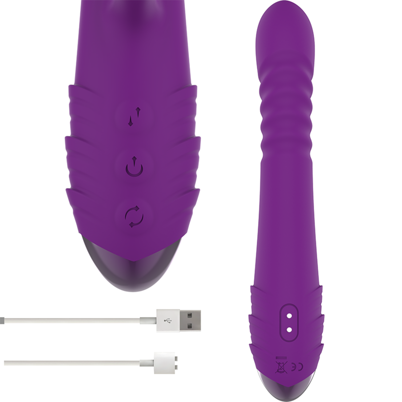 INTENSE - VIBRATORE MULTIFUNZIONE RICARICABILE IGGY UP & DOWN CON STIMOLATORE CLITORALE VIOLA – Vibratori di coniglio – foto 4