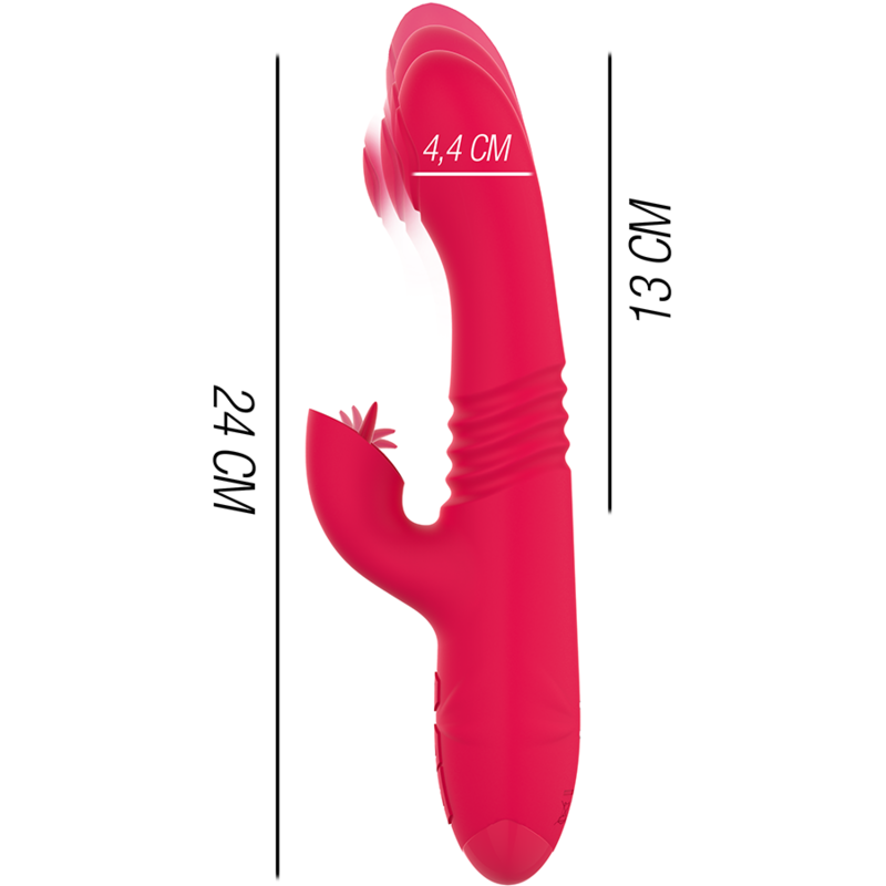 INTENSE - VIBRATORE MULTIFUNZIONE RICARICABILE UP & DOWN DUA CON LINGUA ROSSA – Vibratori di coniglio – foto 3